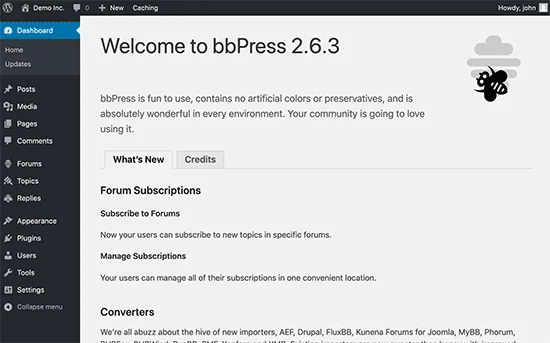 صفحه خوش آمد گویی افزونه bbpress