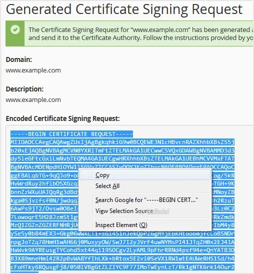 خروجی CSR و Private Key در cPanel
